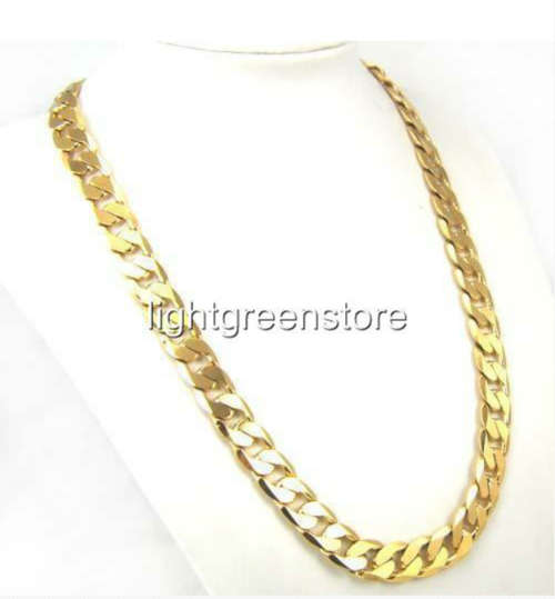 18ct Yellow Gold Filled Heavy Thick Curb Chain Necklace, 60cm