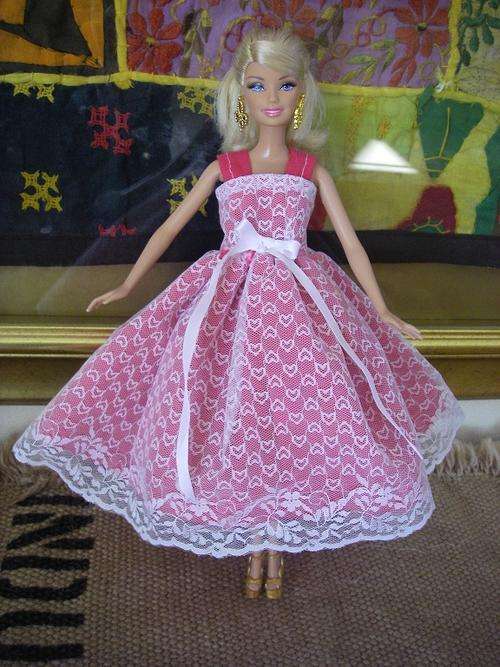 bright pink party garden dress with white lace overlay