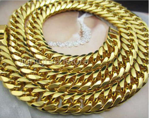 18ct Yellow Gold Filled Men's Chunky Heavy Curb chain necklace, 50cm, 0.9cm, 63g