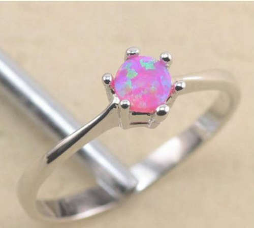 White gold filled ring with pink fashion opal - SA size 0