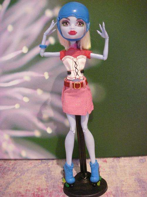 pink top shirt vest faux leather denim skirt white monster high clothes casual daywear funky