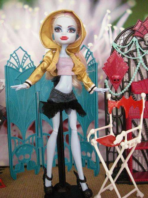 monster high casual clothes funky gold silky satin hoodie jacket black mini skirt lilac purple crop top t-shirt