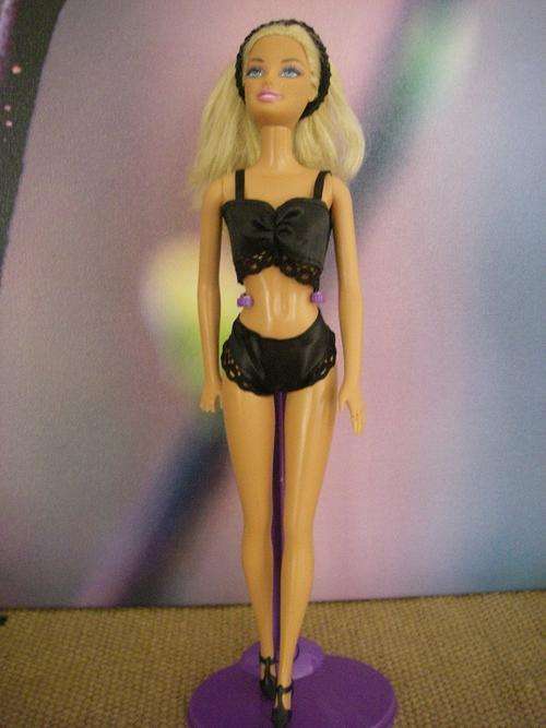 black satin lace underwear lingerie barbie steffi love doll bedtime nightie sleepwear evening