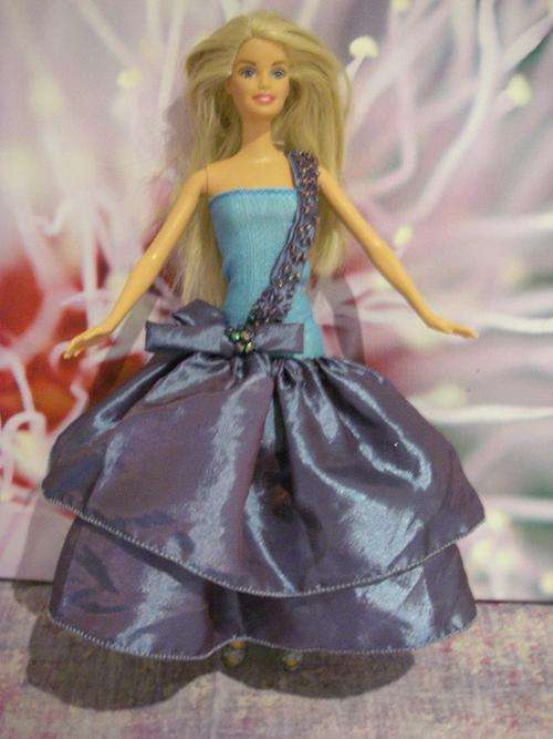 Blue & purple handmade Barbie fairy princess dress with beading on special bodice
