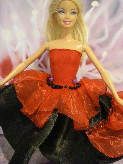Striking red & black handmade Barbie fairy princess dress