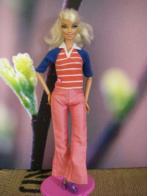 DISCOUNTED!!  Red bootleg pants and sweater top shirt for Barbie, Steffi and similar sized dolls