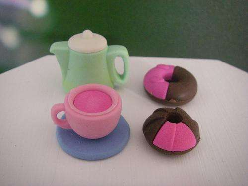 Food accessories for Barbie, tea for one, doughnuts, tea pot, tea cup