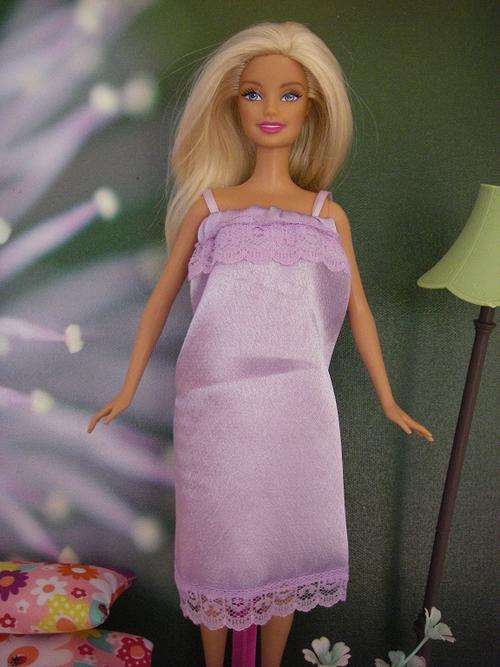 Lilac satin & lace nightie, bedclothes, sleep wear