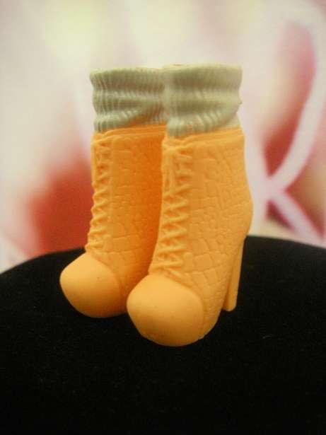 Barbie doll apricot boots with grey "socks" ankle boots, shoes