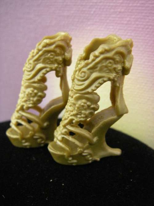 Barbie doll gold funky shoes
