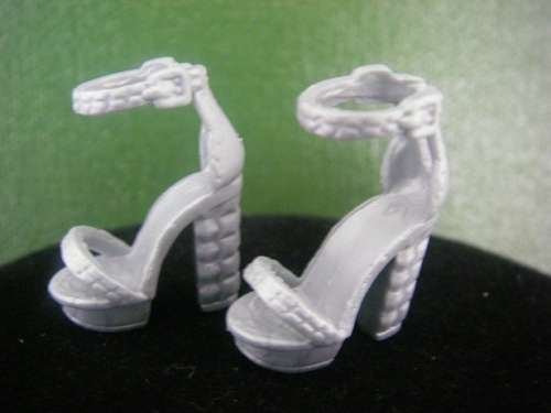 Grey Barbie doll shoes with ankle straps