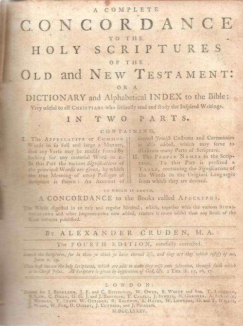 Crudens Concordance Leather Spine dated 1785