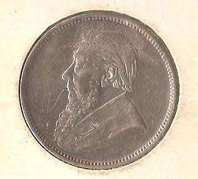ZAR 2 Shillings 1897 Silver Coin (possible trench Art to Krugers bust)