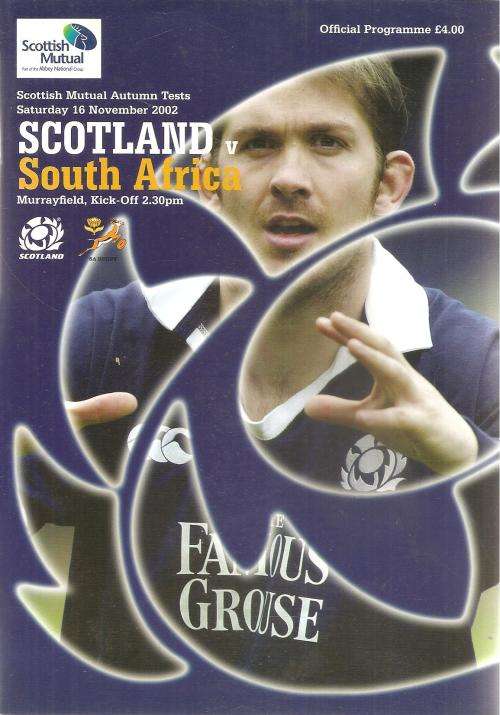 Official Programme Scotland v South Africa at Murrayfield 16 November 2002