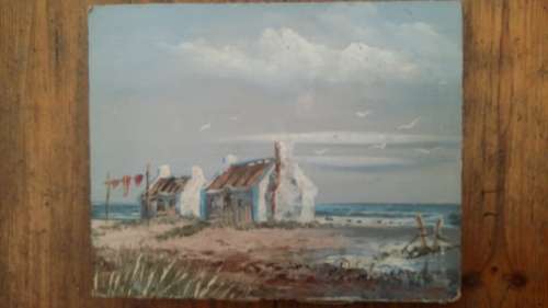 Oil painting on canvas stuck to wooden frame artist Richmond