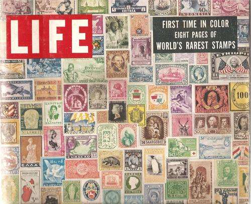 Life Magazine May 3 1954 - First time in Color Eight Pages of World's Rarest Stamps