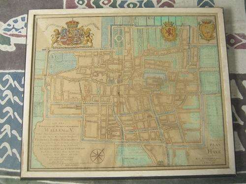 Nouveau Plan De La Haye, The Hague, H C Gutteling 1776 map behind glass