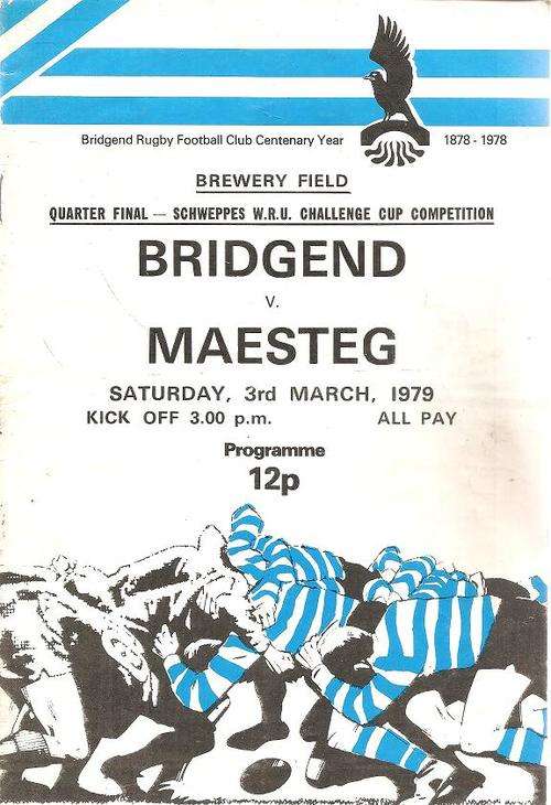 Bridgend v Maesteg Schweppes W.R.U Challenge Cup Competition Quarter Final March 1979