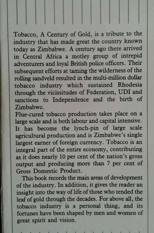 Tobacco, A Century of Gold 1890-1990 by Trish Mbanga