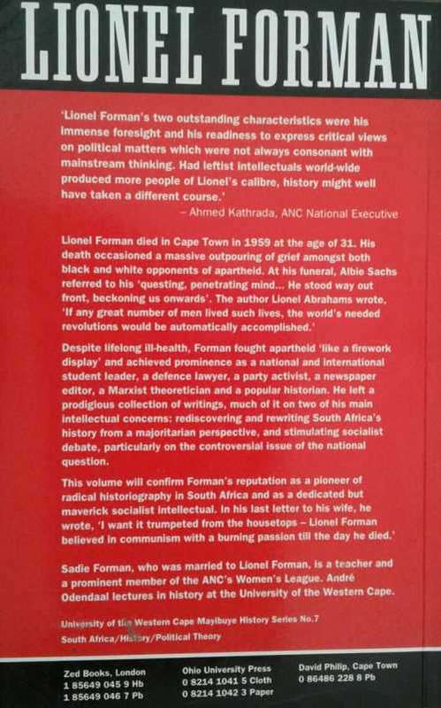 Lionel Forman A Trumpet From The Housetops Selected Writings by Sadie Forman
