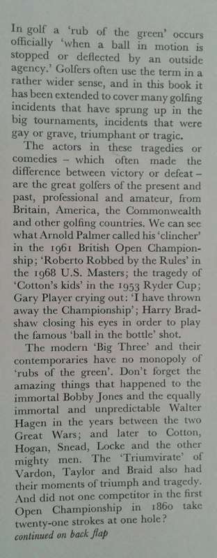 Rubs of the Green, Golf`s Triumphs and Tragedies by Webster Evans