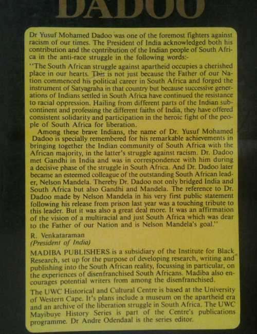 Dr Yusuf Mohamed Dadoo, His speeches, Articles and Correspondence with Mahatma Gandhi