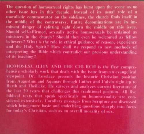 Homosexuality and the Church, Crisis Conflict Passion by Richard F Lovelace