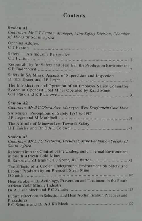 Mine Safety and Health Congress Proceedings by Chamber of Mines of South Africa