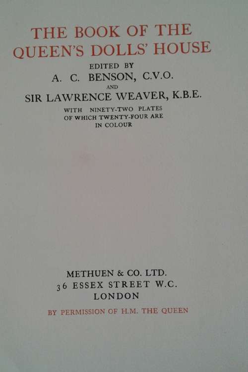The Book of the Queen`s Dolls House by Benson & Sir Weaver ltd edition nbr 1213/1500