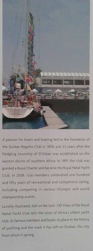 Salt on the Sails 150 Yearsa of the Royal Natal Yacht Club by Sally Frost