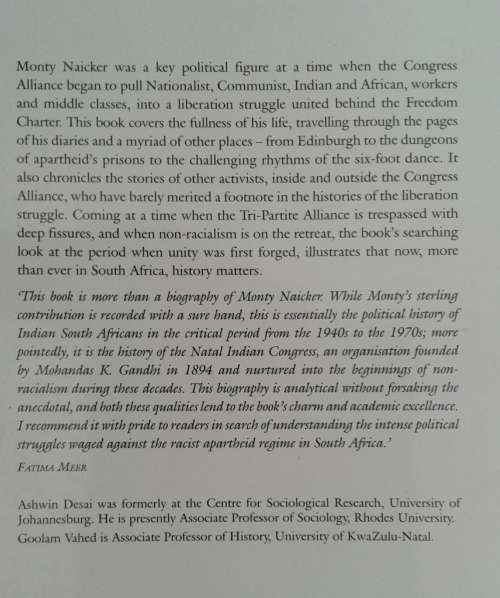 Monty Naicker, Between Reason and Treason by Ashwin Desai & Goolam Vahed