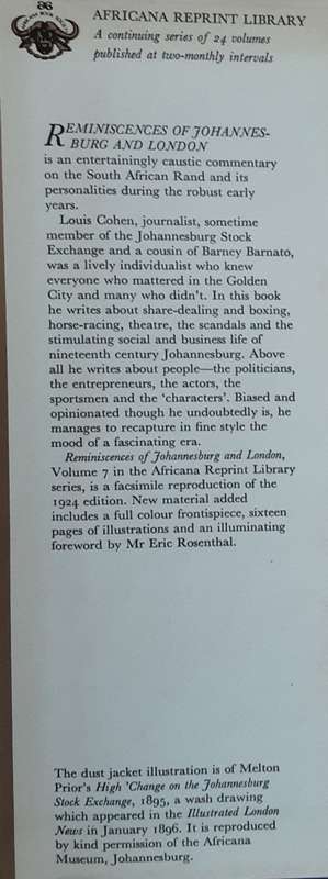 Reminiscences of Johannesburg and London by Louis Cohen