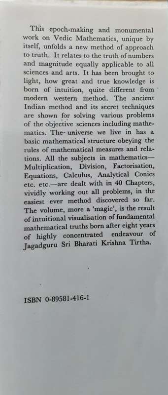 Vedic Mathematics by Jagdguru Swami Sri Bharati Krsna Tirthaji Maharaja