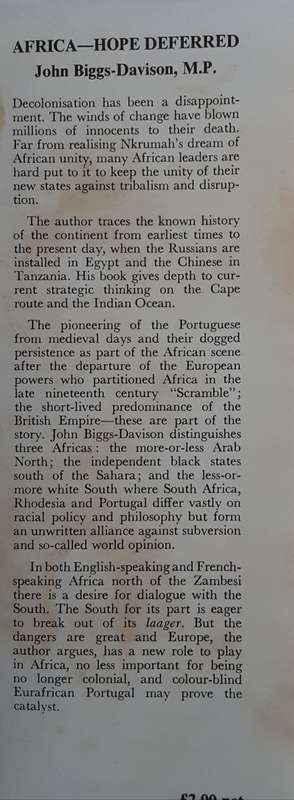 Africa Hope Deferred by John Biggs-Davison M P