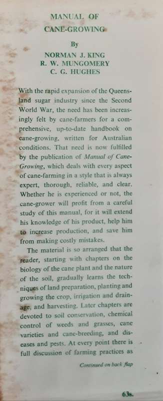 Manual of Cane Growing by Norman King, R W Montgomery & C G Hughes