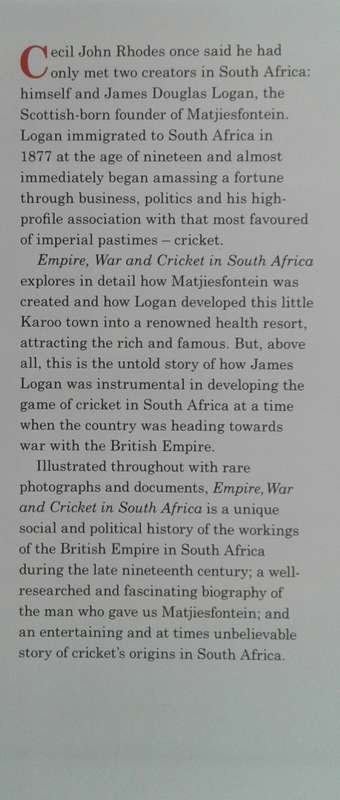 Empire, War and Cricket in South Africa, Logan of Matjiesfontein by Dean Allen