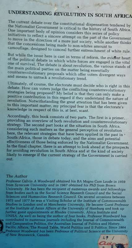 Understanding Revolution in South Africa by Calvin A Woodward