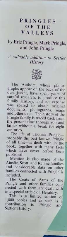 Pringles of the Valleys by Eric Pringle Mark & John Pringle **Limited edition nbr 779/1000**