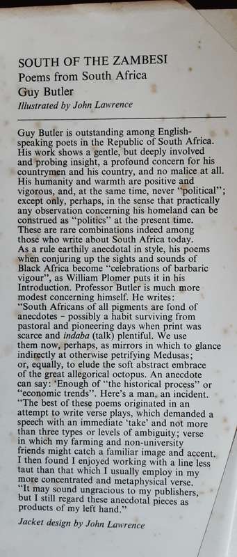 South of the Zambesi, Poems from South Africa by Guy Butler