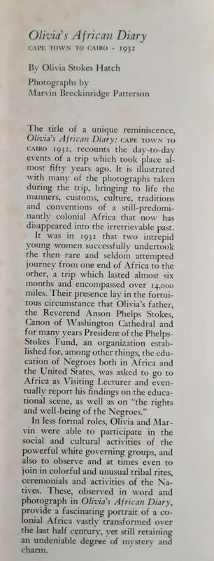 Olivia`s African Diary Cape Town To Cairo 1932 by Olivia Stokes Hatch