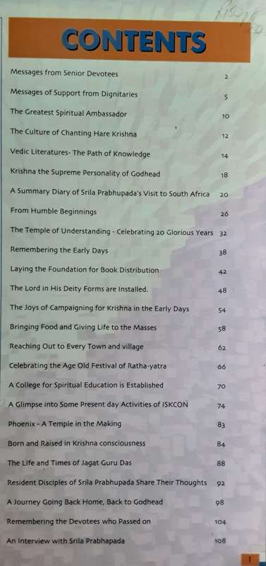 The Glory of Prabhupada A South African Story 1975-2005