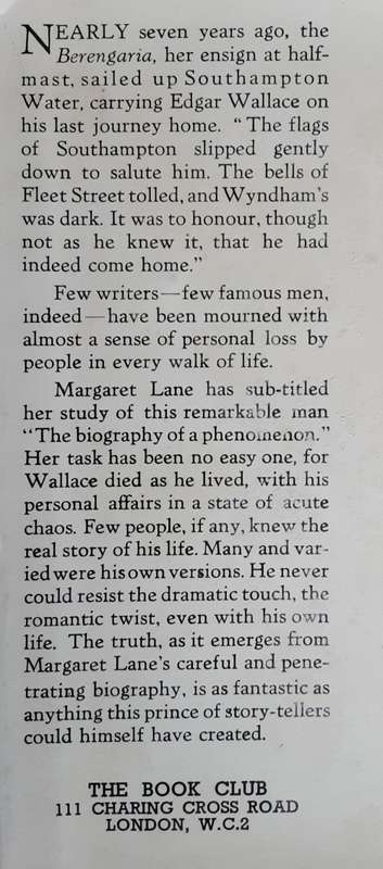 Edgar Wallace by Margaret Lane