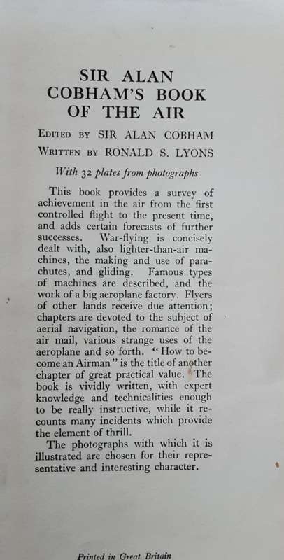 Sir Alan Cobham`s Book of the Air edited by Sir Alan Cobham written by R S Lyons