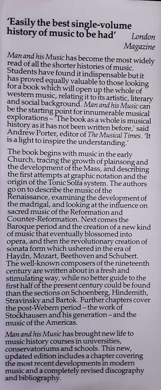 Man and His Music, The Story of Musical Experience in the West by Haman & Mellers