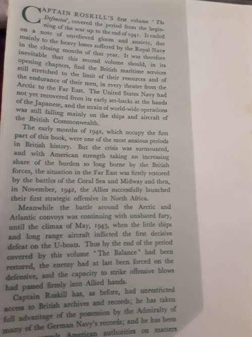 The War At Sea Volume II, History of the Second World War by Captain S W Roskill