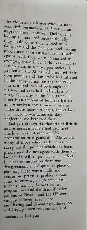 Blind Eye To Murder, Britain, America & the Purging of Nazi Germany by Tom Bower
