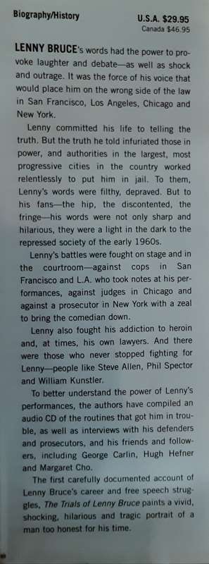 The Trials of Lenny Bruce, The Fall and Rise of an American Icon by Collins & Skover **CD INC**