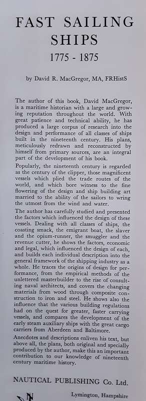 Fast Sailing Ships 1775-1875 Their Design & Construction by David Mac Gregor