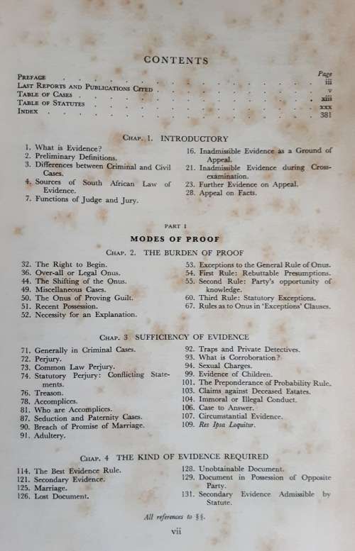 South African Cases and Statutes On Evidence by Henry John May 4th Edition