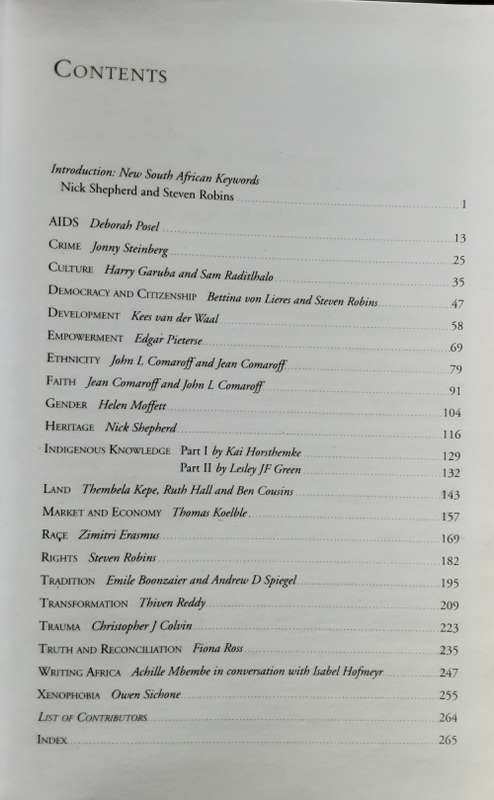 New South African Keywords edited by Nick Shepherd and Steven Robins